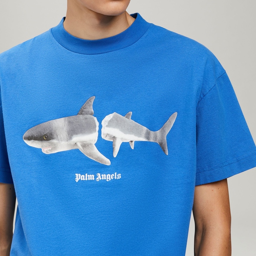 Palm Angels Shark T-Shirt in Blue NWT - Picture 10 of 10